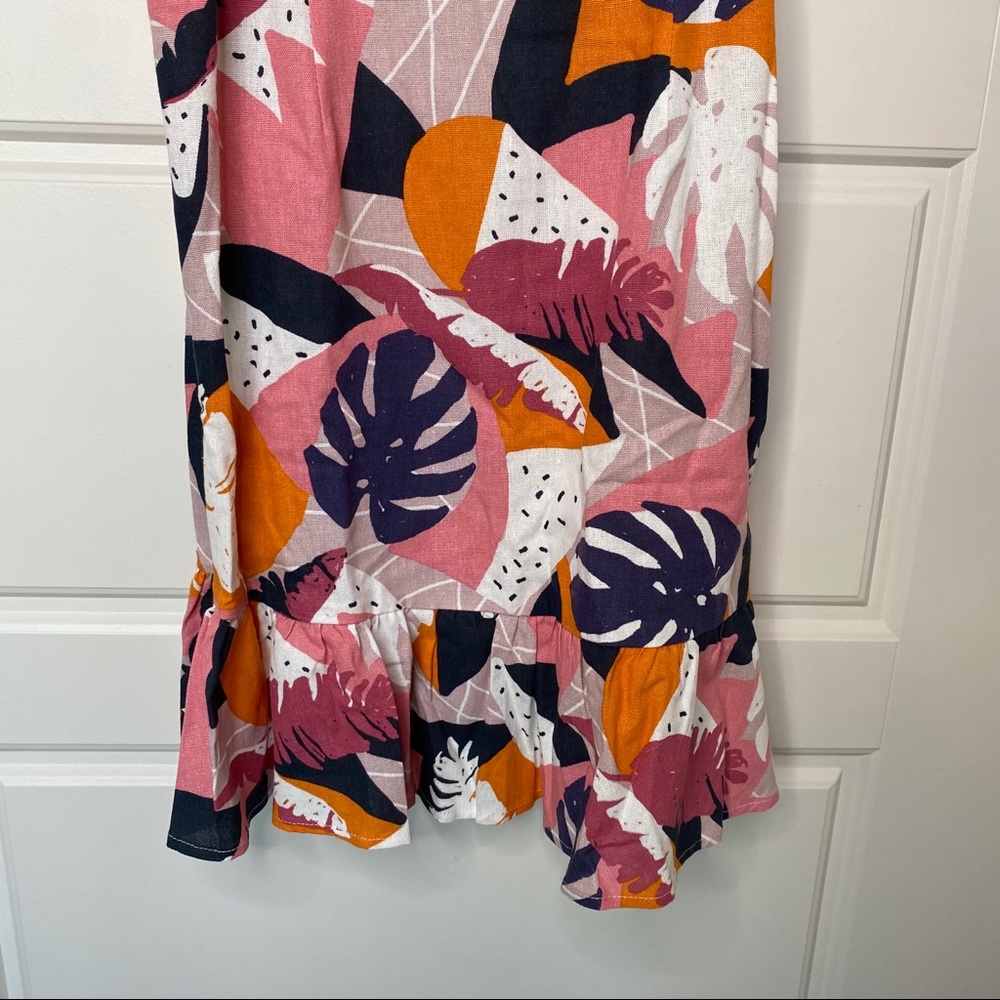 Sadie & Sage Pink Palm Print Flutter Sleeve Dress - image 4
